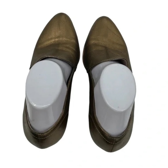 Silent D Gold Kade Block Heel Leather Pointed Toe Loafers Size 38 Women's - Picture 5 of 11